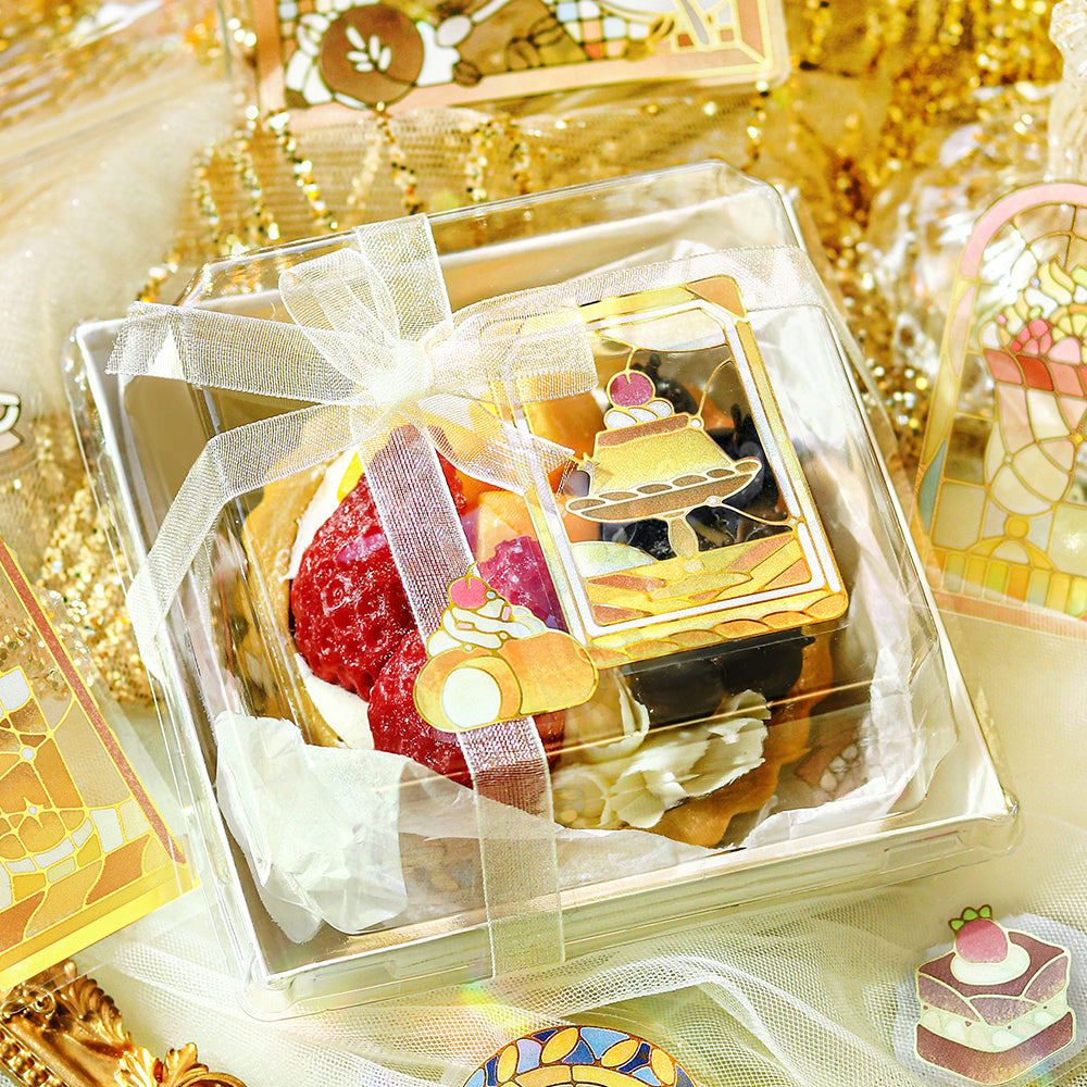 BGM Foil Stamping Clear Seal: Cafe A La Mode Stained Glass in Yellow — BGM decorative sticker — for journaling, planners and scrapbooking, at Cityluxe Singapore
