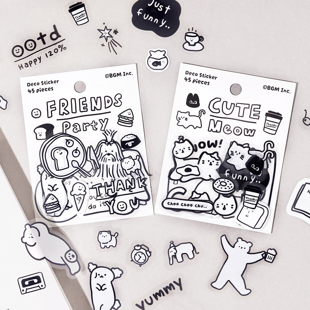 BGM Deco Sticker Mix Seal: YURUKU IKO-YO! in Friends — BGM decorative sticker — for journaling, planners and scrapbooking, at Cityluxe Singapore