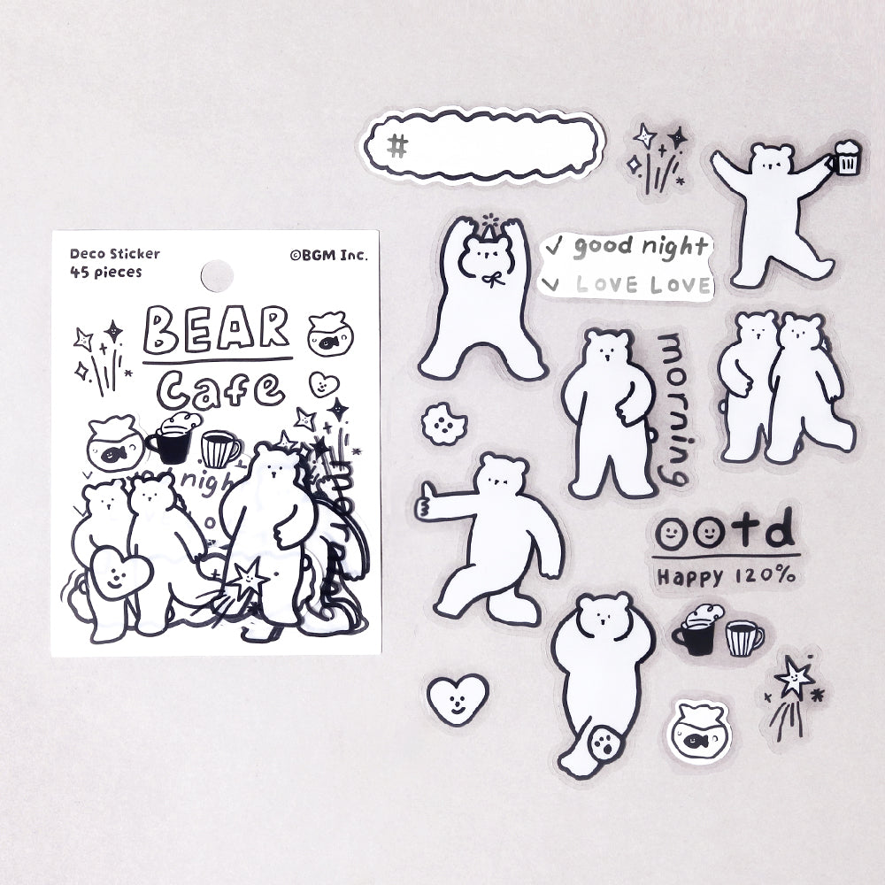 BGM Deco Sticker Mix Seal: YURUKU IKO-YO! in Bear — BGM decorative sticker — for journaling, planners and scrapbooking, at Cityluxe Singapore
