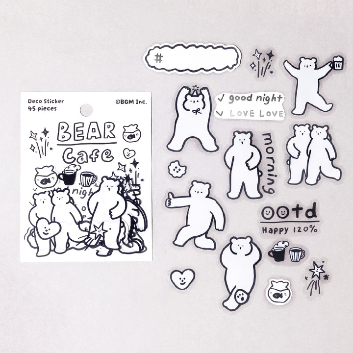 BGM Deco Sticker Mix Seal: YURUKU IKO-YO! in Bear — BGM decorative sticker — for journaling, planners and scrapbooking, at Cityluxe Singapore