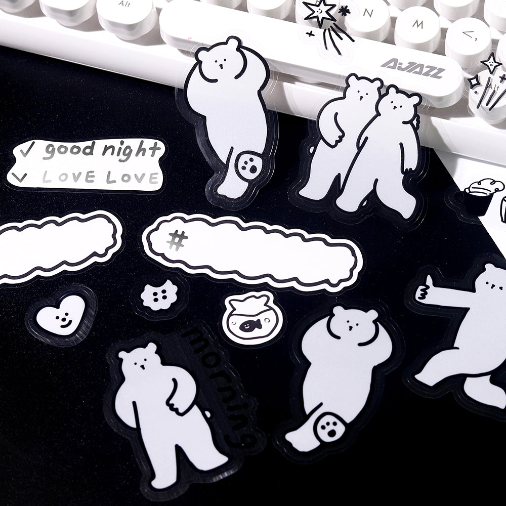 BGM Deco Sticker Mix Seal: YURUKU IKO-YO! in Bear — BGM decorative sticker — for journaling, planners and scrapbooking, at Cityluxe Singapore