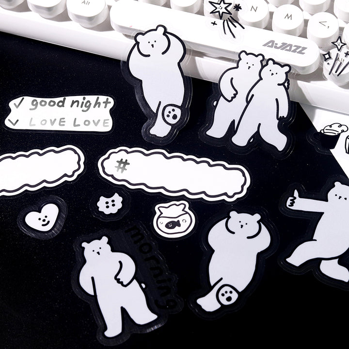 BGM Deco Sticker Mix Seal: YURUKU IKO-YO! in Bear — BGM decorative sticker — for journaling, planners and scrapbooking, at Cityluxe Singapore
