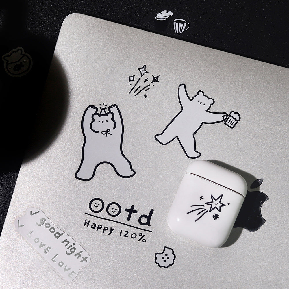 BGM Deco Sticker Mix Seal: YURUKU IKO-YO! in Bear — BGM decorative sticker — for journaling, planners and scrapbooking, at Cityluxe Singapore
