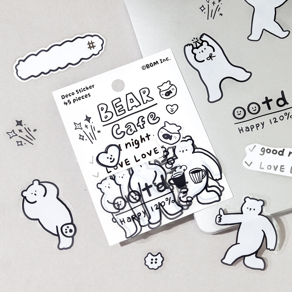 BGM Deco Sticker Mix Seal: YURUKU IKO-YO! in Bear — BGM decorative sticker — for journaling, planners and scrapbooking, at Cityluxe Singapore