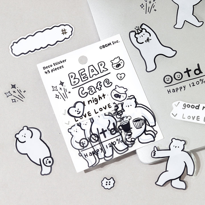 BGM Deco Sticker Mix Seal: YURUKU IKO-YO! in Bear — BGM decorative sticker — for journaling, planners and scrapbooking, at Cityluxe Singapore