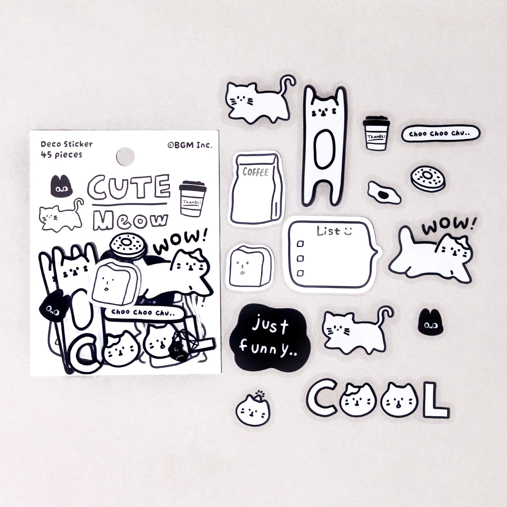 BGM Deco Sticker Mix Seal: YURUKU IKO-YO! in Cat — BGM decorative sticker — for journaling, planners and scrapbooking, at Cityluxe Singapore