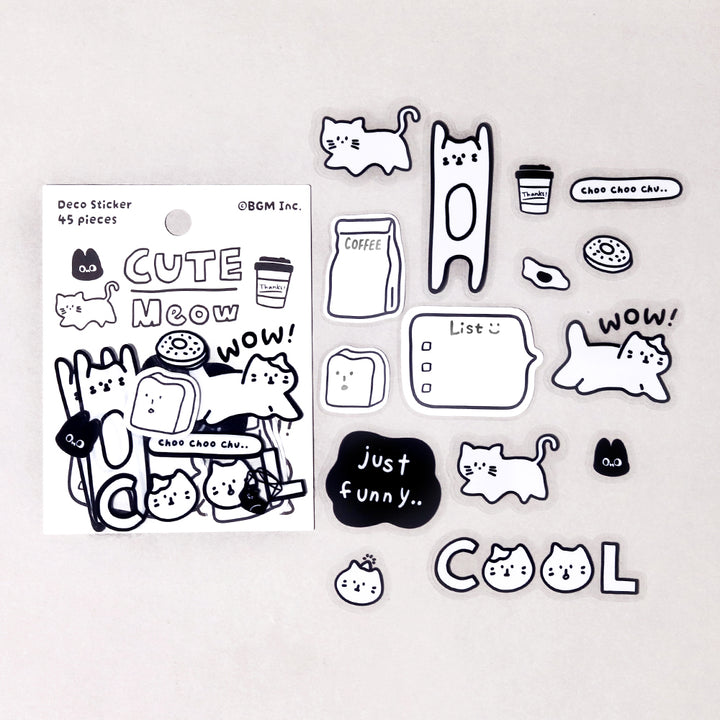 BGM Deco Sticker Mix Seal: YURUKU IKO-YO! in Cat — BGM decorative sticker — for journaling, planners and scrapbooking, at Cityluxe Singapore