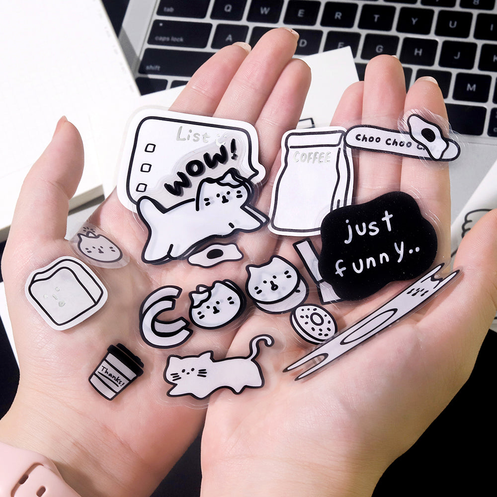 BGM Deco Sticker Mix Seal: YURUKU IKO-YO! in Cat — BGM decorative sticker — for journaling, planners and scrapbooking, at Cityluxe Singapore