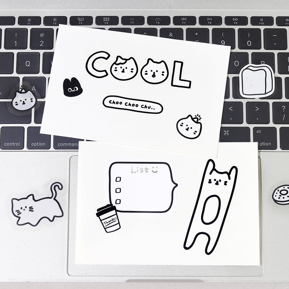 BGM Deco Sticker Mix Seal: YURUKU IKO-YO! in Cat — BGM decorative sticker — for journaling, planners and scrapbooking, at Cityluxe Singapore