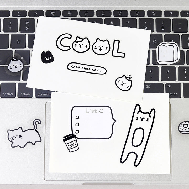 BGM Deco Sticker Mix Seal: YURUKU IKO-YO! in Cat — BGM decorative sticker — for journaling, planners and scrapbooking, at Cityluxe Singapore