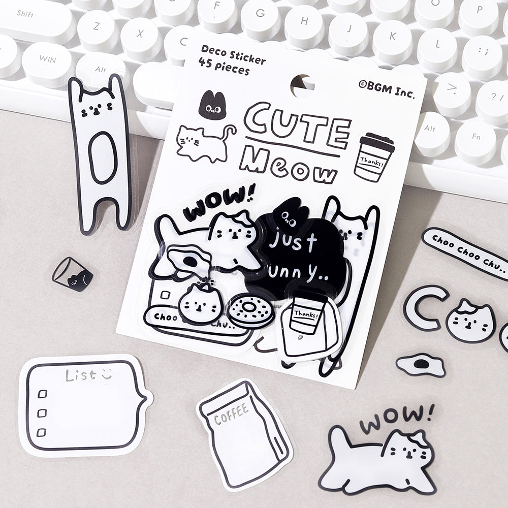 BGM Deco Sticker Mix Seal: YURUKU IKO-YO! in Cat — BGM decorative sticker — for journaling, planners and scrapbooking, at Cityluxe Singapore