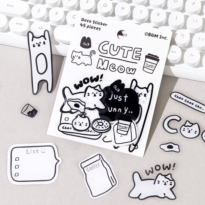 BGM Deco Sticker Mix Seal: YURUKU IKO-YO! in Cat — BGM decorative sticker — for journaling, planners and scrapbooking, at Cityluxe Singapore