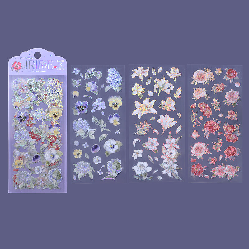 BGM Foil Stamping Iride Seal: Iride in Flowers Bloom — BGM decorative sticker — for journaling, planners and scrapbooking, at Cityluxe Singapore