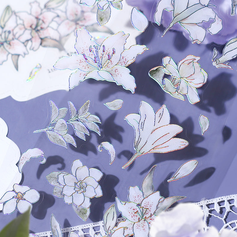 BGM Foil Stamping Iride Seal: Iride in Flowers Bloom — BGM decorative sticker — for journaling, planners and scrapbooking, at Cityluxe Singapore