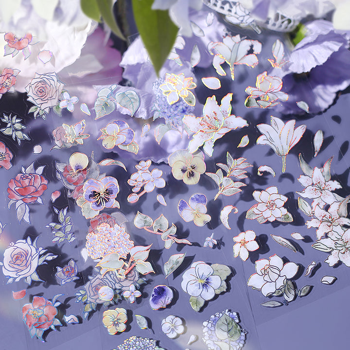BGM Foil Stamping Iride Seal: Iride in Flowers Bloom — BGM decorative sticker — for journaling, planners and scrapbooking, at Cityluxe Singapore
