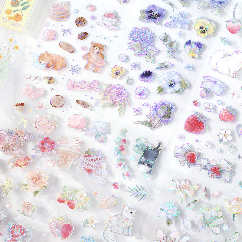 BGM Foil Stamping Iride Seal: Iride in Flowers Bloom — BGM decorative sticker — for journaling, planners and scrapbooking, at Cityluxe Singapore