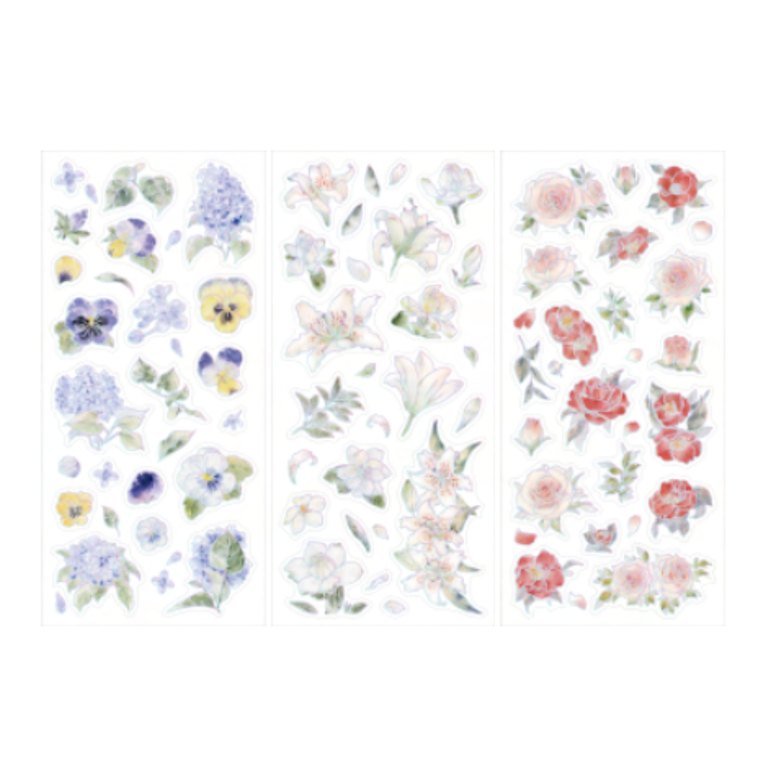BGM Foil Stamping Iride Seal: Iride in Flowers Bloom — BGM decorative sticker — for journaling, planners and scrapbooking, at Cityluxe Singapore