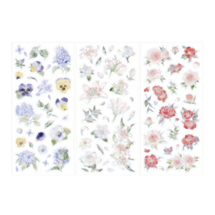 BGM Foil Stamping Iride Seal: Iride in Flowers Bloom — BGM decorative sticker — for journaling, planners and scrapbooking, at Cityluxe Singapore