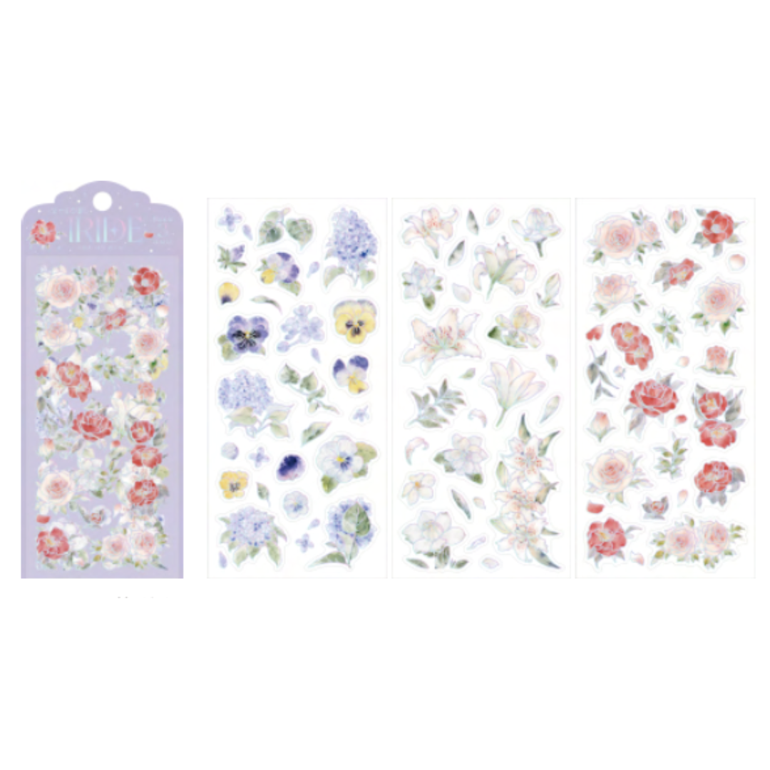 BGM Foil Stamping Iride Seal: Iride in Flowers Bloom — BGM decorative sticker — for journaling, planners and scrapbooking, at Cityluxe Singapore
