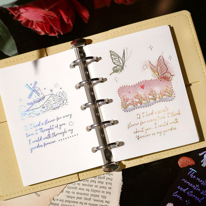 BGM Foil Stamping Iride Seal: Iride in Flower Language — BGM decorative sticker — for journaling, planners and scrapbooking, at Cityluxe Singapore