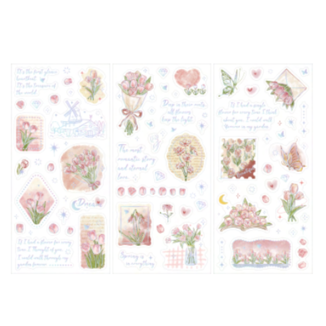 BGM Foil Stamping Iride Seal: Iride in Flower Language — BGM decorative sticker — for journaling, planners and scrapbooking, at Cityluxe Singapore