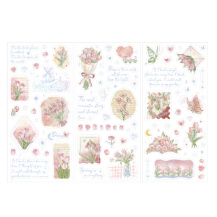 BGM Foil Stamping Iride Seal: Iride in Flower Language — BGM decorative sticker — for journaling, planners and scrapbooking, at Cityluxe Singapore