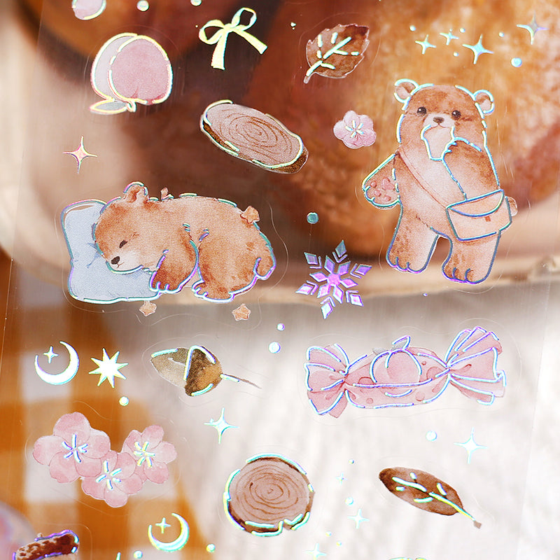 BGM Foil Stamping Iride Seal: Iride in Bear — BGM decorative sticker — for journaling, planners and scrapbooking, at Cityluxe Singapore