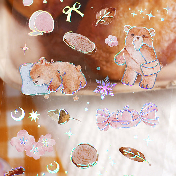 BGM Foil Stamping Iride Seal: Iride in Bear — BGM decorative sticker — for journaling, planners and scrapbooking, at Cityluxe Singapore