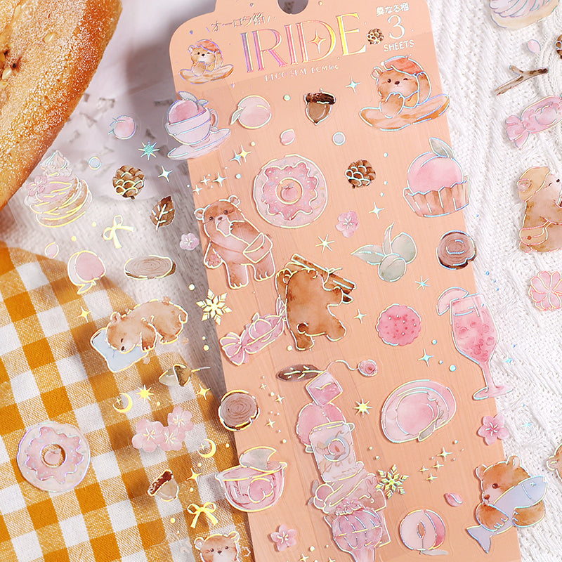 BGM Foil Stamping Iride Seal: Iride in Bear — BGM decorative sticker — for journaling, planners and scrapbooking, at Cityluxe Singapore