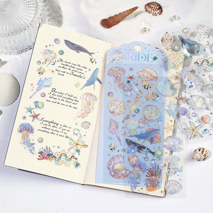 BGM Foil Stamping Iride Seal: Iride in Ocean — BGM decorative sticker — for journaling, planners and scrapbooking, at Cityluxe Singapore