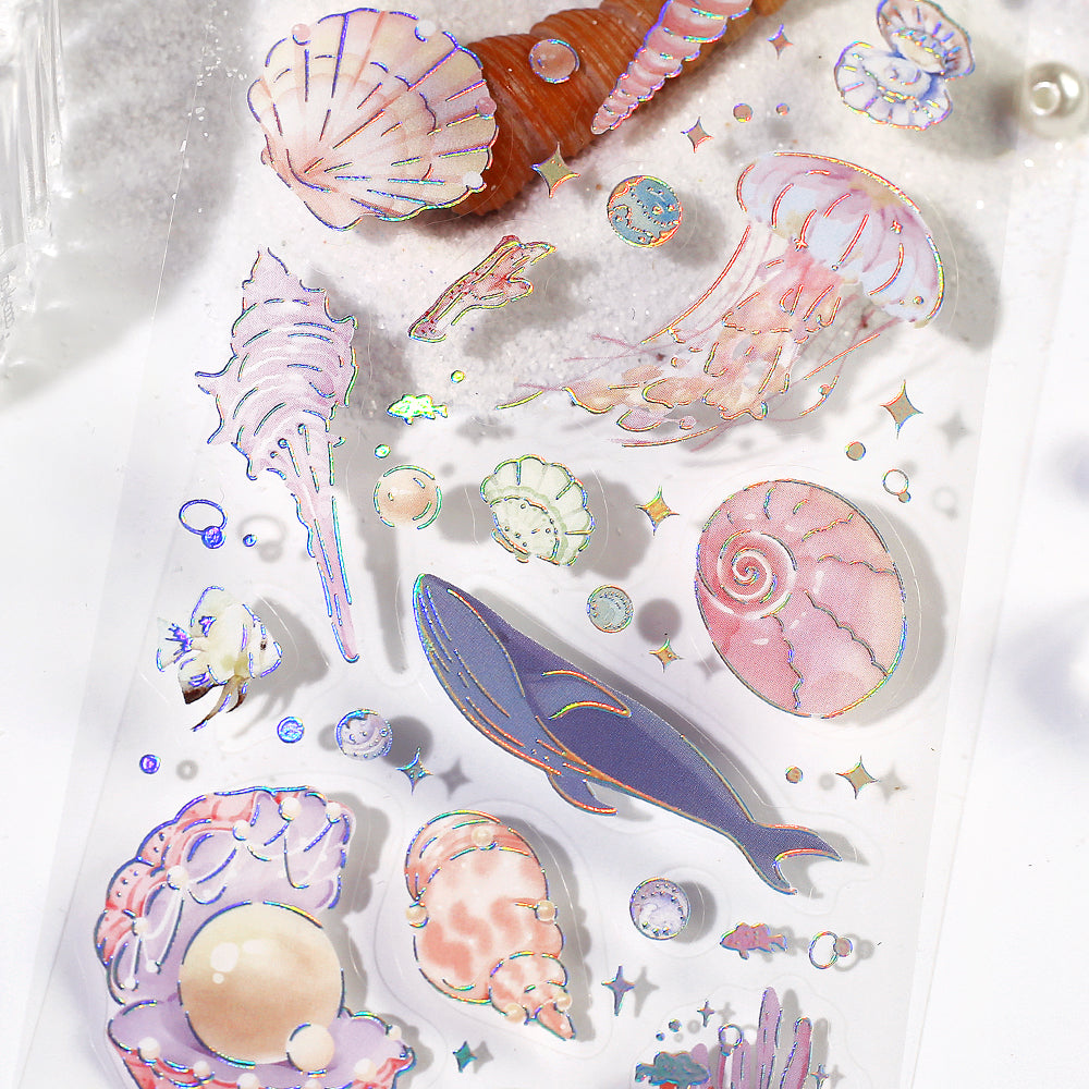 BGM Foil Stamping Iride Seal: Iride in Ocean — BGM decorative sticker — for journaling, planners and scrapbooking, at Cityluxe Singapore