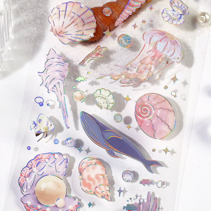 BGM Foil Stamping Iride Seal: Iride in Ocean — BGM decorative sticker — for journaling, planners and scrapbooking, at Cityluxe Singapore