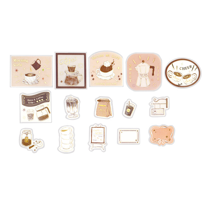 BGM Tracing Paper Seal: Holiday Shopping in Cafe — BGM decorative sticker — for journaling, planners and scrapbooking, at Cityluxe Singapore