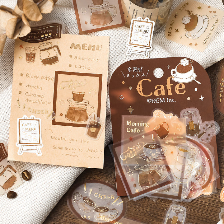 BGM Tracing Paper Seal: Holiday Shopping in Cafe — BGM decorative sticker — for journaling, planners and scrapbooking, at Cityluxe Singapore