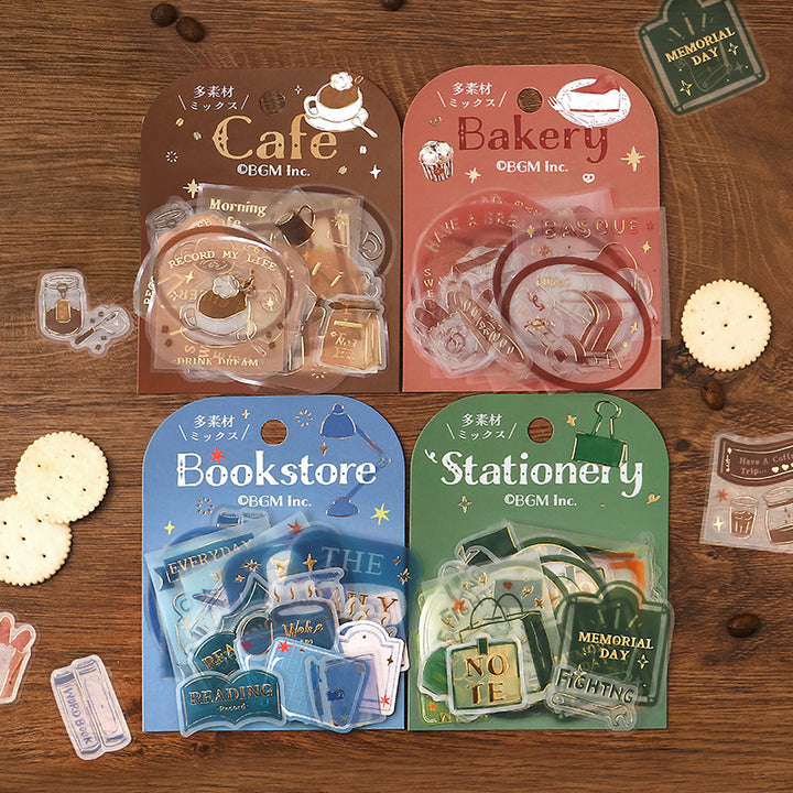 BGM Tracing Paper Seal: Holiday Shopping in Cafe — BGM decorative sticker — for journaling, planners and scrapbooking, at Cityluxe Singapore