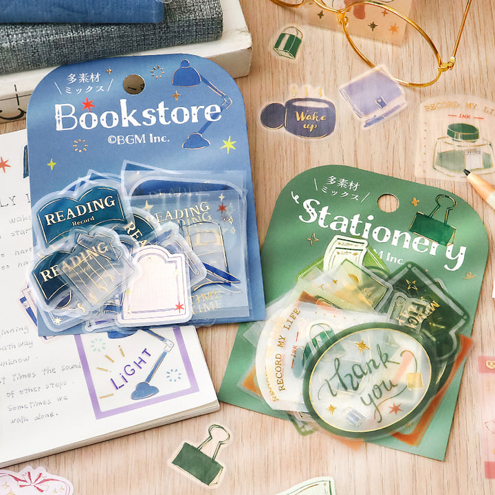BGM Tracing Paper Seal: Holiday Shopping in Bookstore — BGM decorative sticker — for journaling, planners and scrapbooking, at Cityluxe Singapore