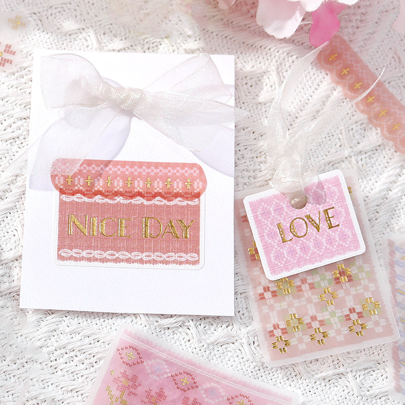 BGM Tracing Paper Seal: Nordic Knitting in Pink — BGM decorative sticker — for journaling, planners and scrapbooking, at Cityluxe Singapore
