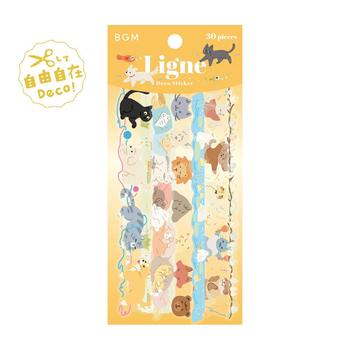 BGM Deco Sticker Ligne Seal: Ligne in Animal Friends — BGM decorative sticker — for journaling, planners and scrapbooking, at Cityluxe Singapore