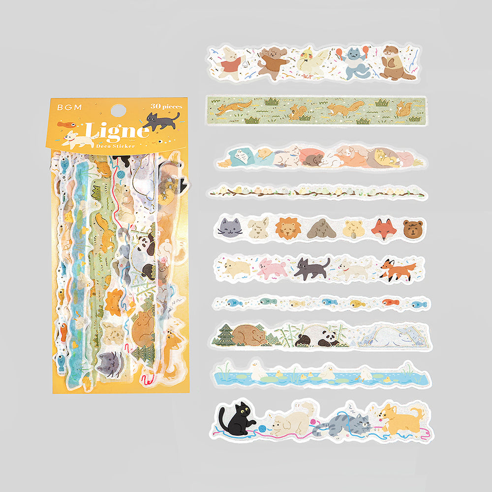BGM Deco Sticker Ligne Seal: Ligne in Animal Friends — BGM decorative sticker — for journaling, planners and scrapbooking, at Cityluxe Singapore