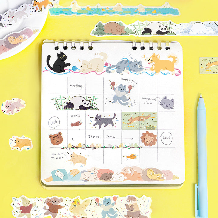 BGM Deco Sticker Ligne Seal: Ligne in Animal Friends — BGM decorative sticker — for journaling, planners and scrapbooking, at Cityluxe Singapore