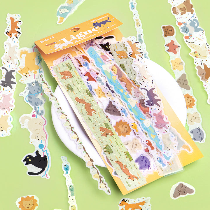 BGM Deco Sticker Ligne Seal: Ligne in Animal Friends — BGM decorative sticker — for journaling, planners and scrapbooking, at Cityluxe Singapore