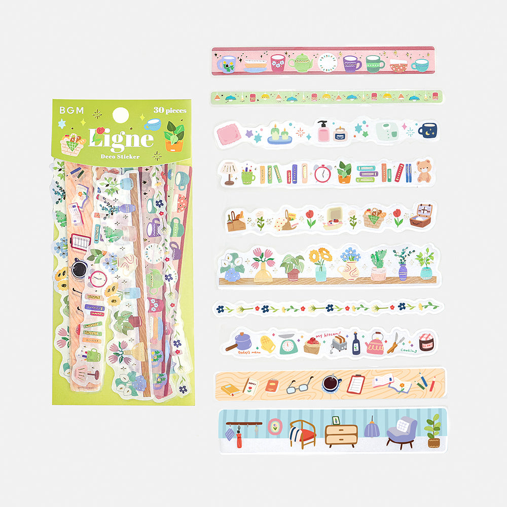 BGM Deco Sticker Ligne Seal: Ligne in The Color of Your Home — BGM decorative sticker — for journaling, planners and scrapbooking, at Cityluxe Singapore