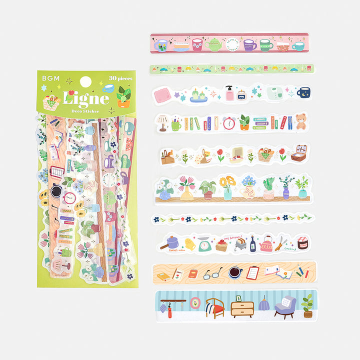 BGM Deco Sticker Ligne Seal: Ligne in The Color of Your Home — BGM decorative sticker — for journaling, planners and scrapbooking, at Cityluxe Singapore