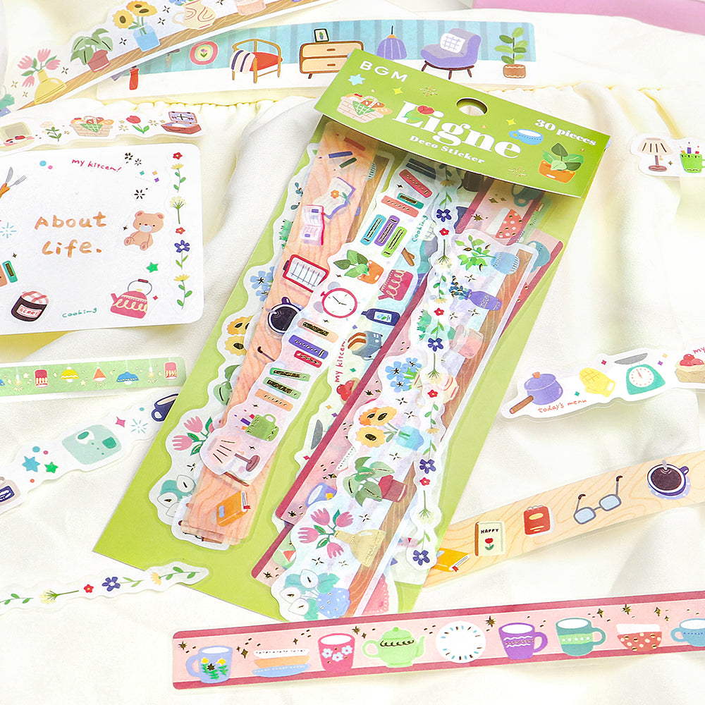 BGM Deco Sticker Ligne Seal: Ligne in The Color of Your Home — BGM decorative sticker — for journaling, planners and scrapbooking, at Cityluxe Singapore