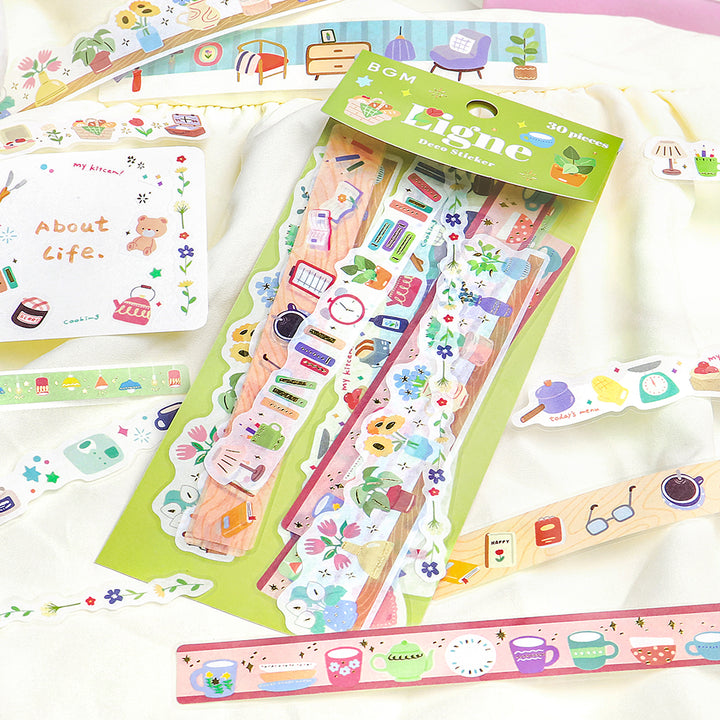 BGM Deco Sticker Ligne Seal: Ligne in The Color of Your Home — BGM decorative sticker — for journaling, planners and scrapbooking, at Cityluxe Singapore