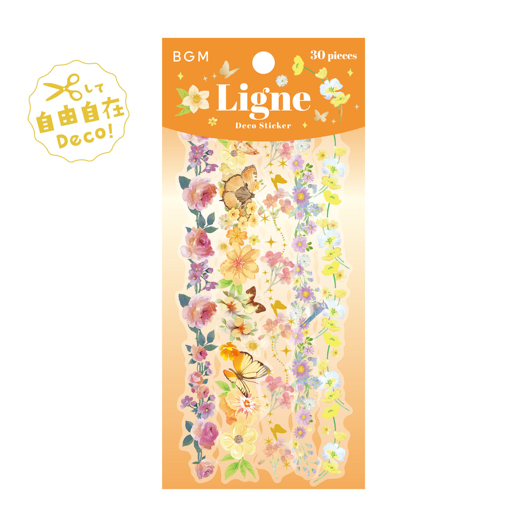 BGM Deco Sticker Ligne Seal: Ligne in Scent of Flowers — BGM decorative sticker — for journaling, planners and scrapbooking, at Cityluxe Singapore