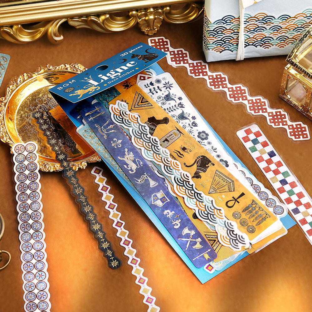 BGM Deco Sticker Ligne Seal: Ligne in Patterns of the World — BGM decorative sticker — for journaling, planners and scrapbooking, at Cityluxe Singapore