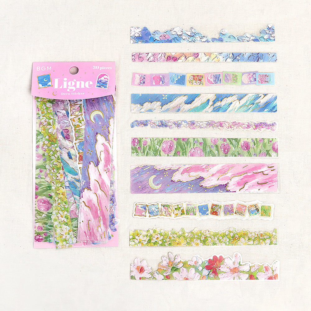 BGM Deco Sticker Ligne Seal: Ligne in Oil Paintings — BGM decorative sticker — for journaling, planners and scrapbooking, at Cityluxe Singapore