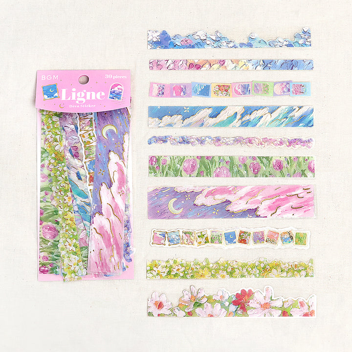 BGM Deco Sticker Ligne Seal: Ligne in Oil Paintings — BGM decorative sticker — for journaling, planners and scrapbooking, at Cityluxe Singapore