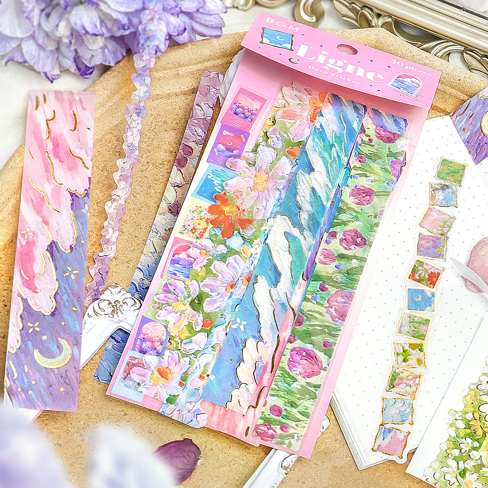 BGM Deco Sticker Ligne Seal: Ligne in Oil Paintings — BGM decorative sticker — for journaling, planners and scrapbooking, at Cityluxe Singapore